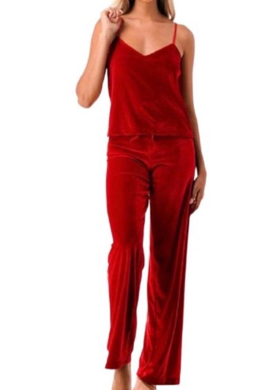 Pajamagram Women’s Red Matching Lounge Wear PJ Set Size L Sleepwear Comfy Casual